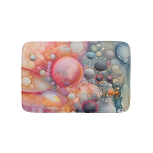 Abstract Liquid Pour Art Beach Vibes, Pebble Cells Bath Mat