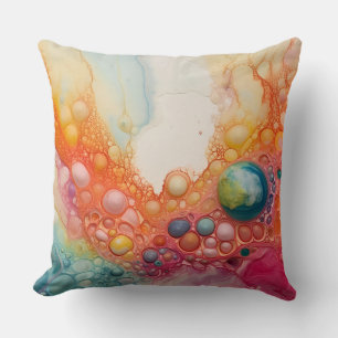 Abstract Liquid Pour Art Beach Vibes, Pebble Cells Throw Pillow