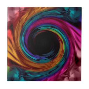 Abstract liquid swirl bright dark colours print tile