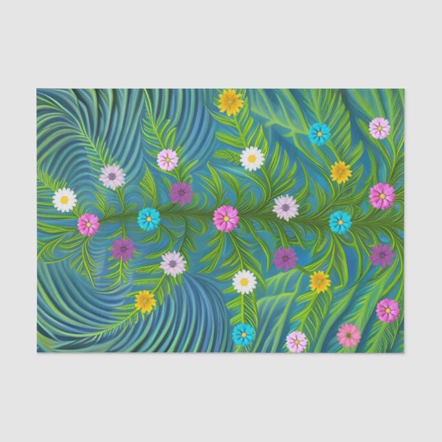 Abstract Little Daisy Garden Tissue Paper (Front)