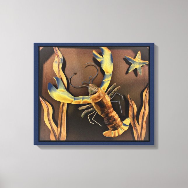 Abstract Lobster Art (blue background) Canvas Print (Front)
