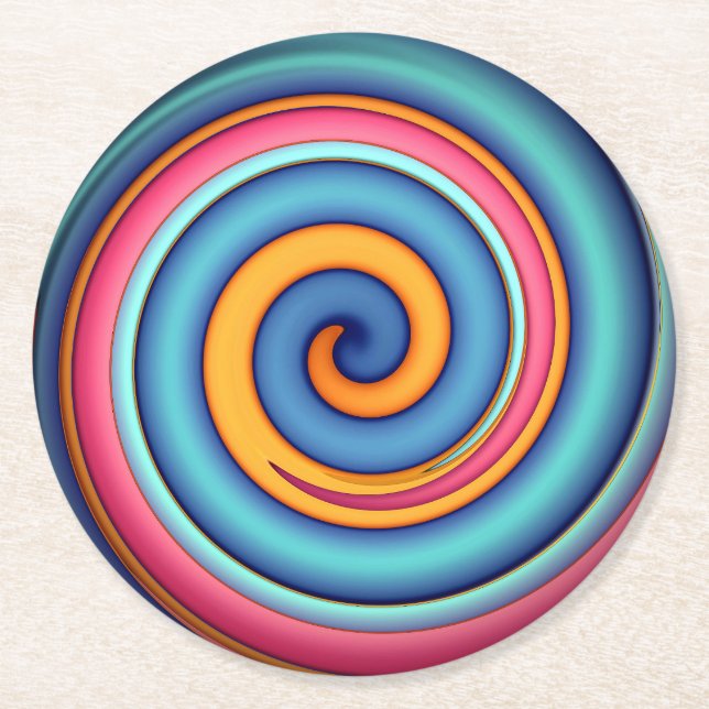 Abstract Lollipop  Round Paper Coaster (Front)