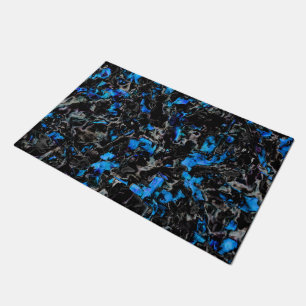 Abstract looking bat wings over stained turquoise  doormat
