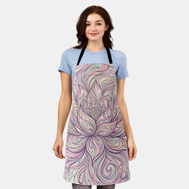 Abstract Lotus Bloom Pastel Apron (Worn)