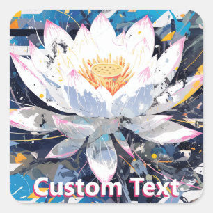 Abstract Lotus Flower Custom Square Sticker