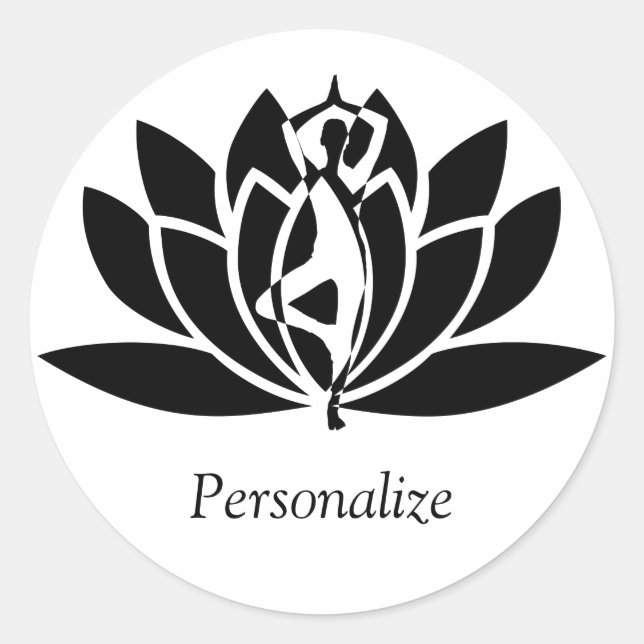 Abstract Lotus Flower Yoga Pose Personalize Classic Round Sticker (Front)