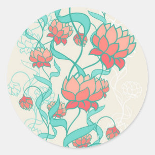 Abstract Lotus Pattern Classic Round Sticker