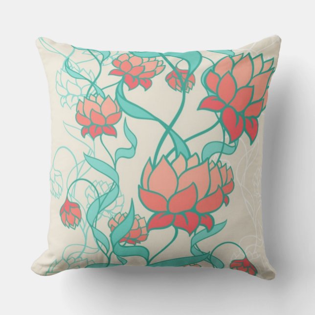 Abstract Lotus Pattern Throw Pillow (Front)