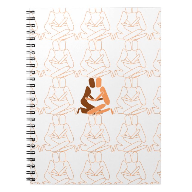 Abstract Love brown and tan outline Notebook (Front)