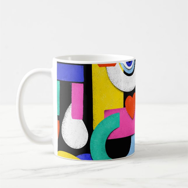 Abstract love, eyes: colourful pattern coffee mug (Left)