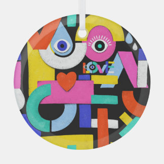 Abstract love, eyes: colourful pattern glass ornament