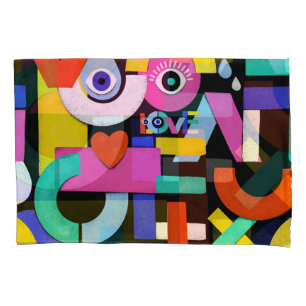 Abstract love, eyes: colourful pattern pillowcase