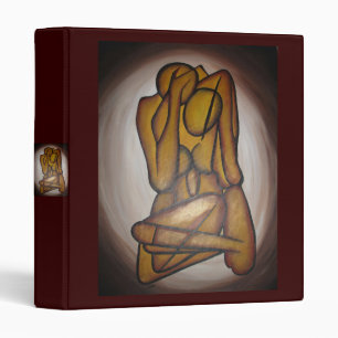Abstract Lovers Contemporary Art In Ochre And Brow Binder