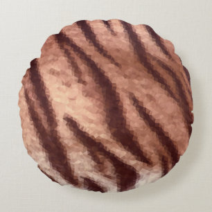 Abstract low poly animal tiger fur pattern. Nature Round Pillow