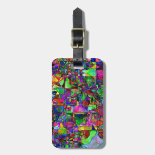 Abstract Luggage Tag w/ leather strap