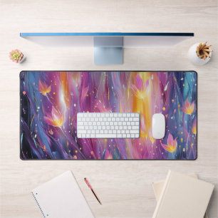 Abstract luminous floral explosion desk mat