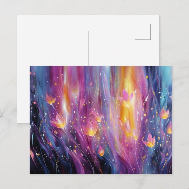 Abstract luminous floral explosion postcard (Front/Back)