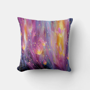 Abstract luminous floral explosion throw pillow