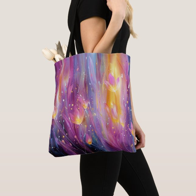 Abstract luminous floral explosion tote bag (Close Up)