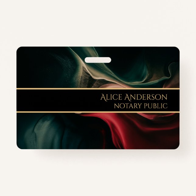 Abstract luxury black red green gold elegant glam badge (Front)
