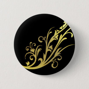 Abstract Luxury Faux Gold Flower 2 Inch Round Button