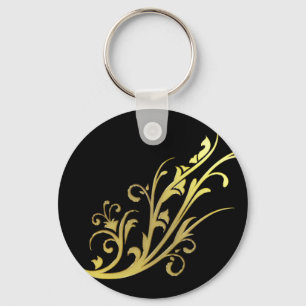 Abstract Luxury Faux Gold Flower Keychain