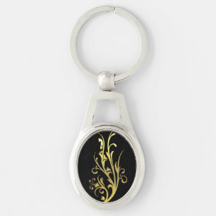 Abstract Luxury Faux Gold Flower Keychain