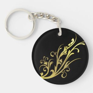 Abstract Luxury Faux Gold Flower Keychain