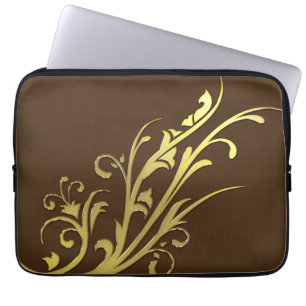 Abstract Luxury Faux Gold Flower Laptop Sleeve