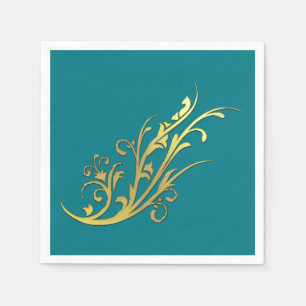 Abstract Luxury Faux Gold Flower Napkin