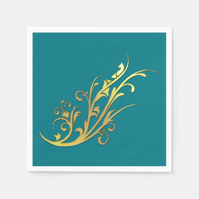 Abstract Luxury Faux Gold Flower Napkin (Front)