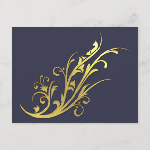 Abstract Luxury Faux Gold Flower Postcard