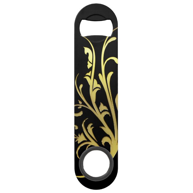 Abstract Luxury Faux Gold Flower Speed Bottle Opener (Front)