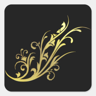 Abstract Luxury Faux Gold Flower Square Sticker