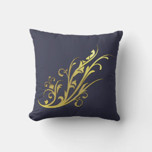 Abstract Luxury Faux Gold Flower Throw Pillow
