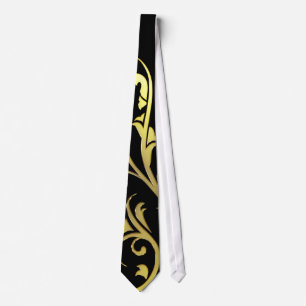 Abstract Luxury Faux Gold Flower Tie