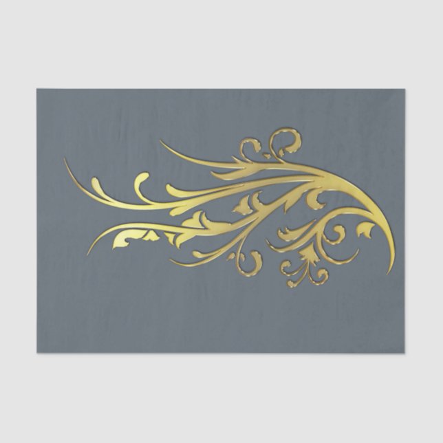 Abstract Luxury Faux Gold Flower Tissue Paper (Front)
