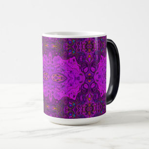 Abstract Magenta and Black Groovy Pattern Magic Mug
