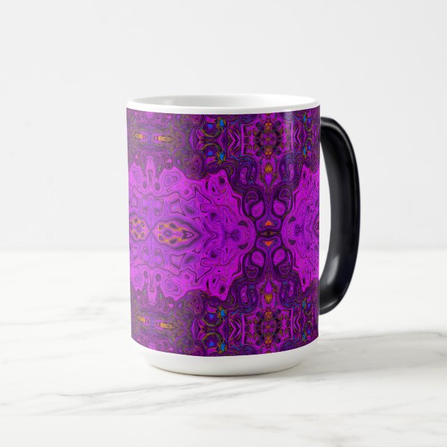 Abstract Magenta and Black Groovy Pattern Magic Mug (Front Right)