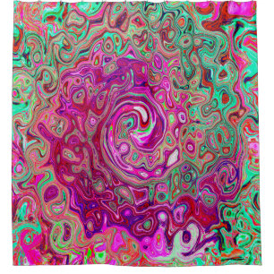 Abstract Magenta and Green Retro Liquid Swirl