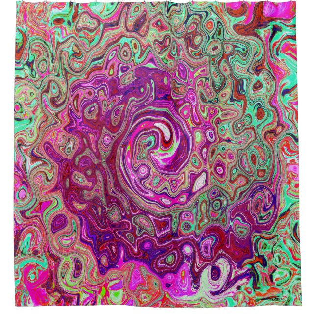 Abstract Magenta and Green Retro Liquid Swirl (Front)