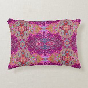 Abstract Magenta Pink, Blue and Red Groovy Pattern Accent Pillow