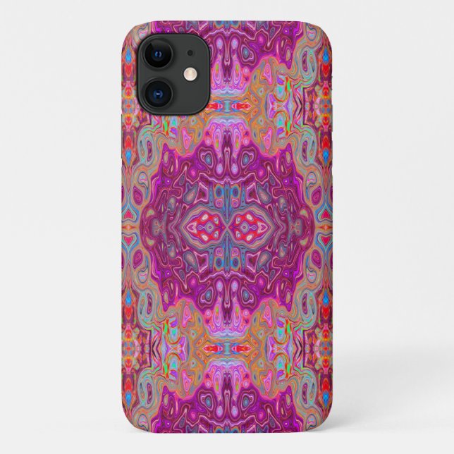 Abstract Magenta Pink, Blue and Red Groovy Pattern Case-Mate iPhone Case (Back)