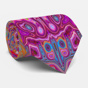 Abstract Magenta Pink, Blue and Red Groovy Pattern Tie