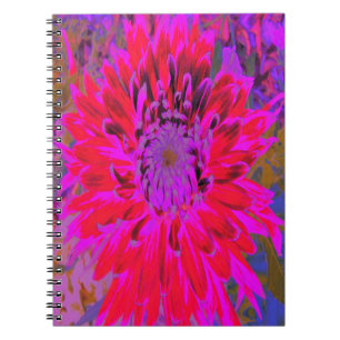 Abstract Magenta, Purple and Red Dahlia Flower Notebook