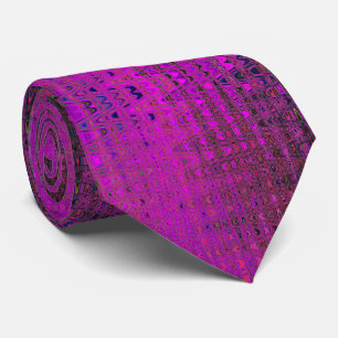 Abstract Magenta Retro Boomerang Waves Tie