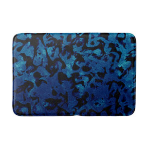 Abstract Magic - Navy Blue Grunge Black Bath Mat