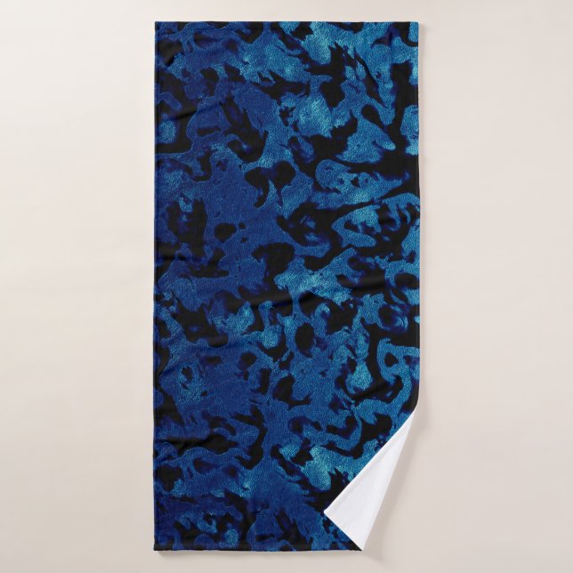 Abstract Magic - Navy Blue Grunge Black Bath Towel (Bath Towel)