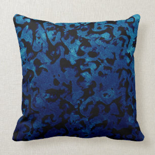 Abstract Magic - Navy Blue Grunge Black Throw Pillow