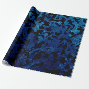Abstract Magic - Navy Blue Grunge Black Wrapping Paper